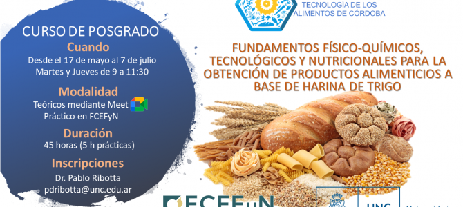 Curso de Posgrado: Fundamentos físico-químicos y tecnológicos para la obtención de productos alimenticios a base de harina de trigo